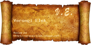 Versegi Elek névjegykártya